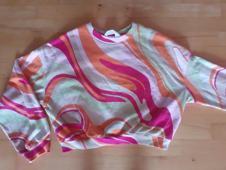 Croptop farebná tenká mikinka, h&m,140