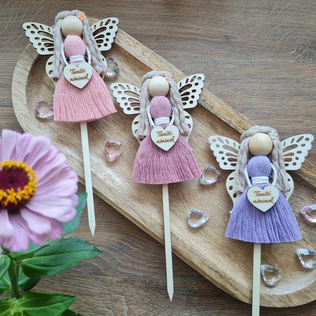 Zápich do črepníka makrame anjel, 