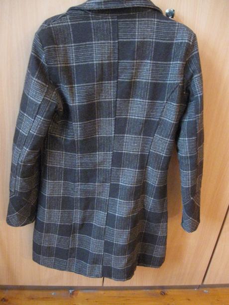 Hnedý károvaný kabát na zimu, s/m, 36/38, s