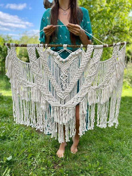 Veľká boho macramé dekorácia,