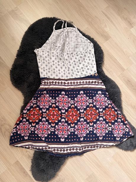 H&m mini letné farebne vzorovane šaty halter top, h&m,s