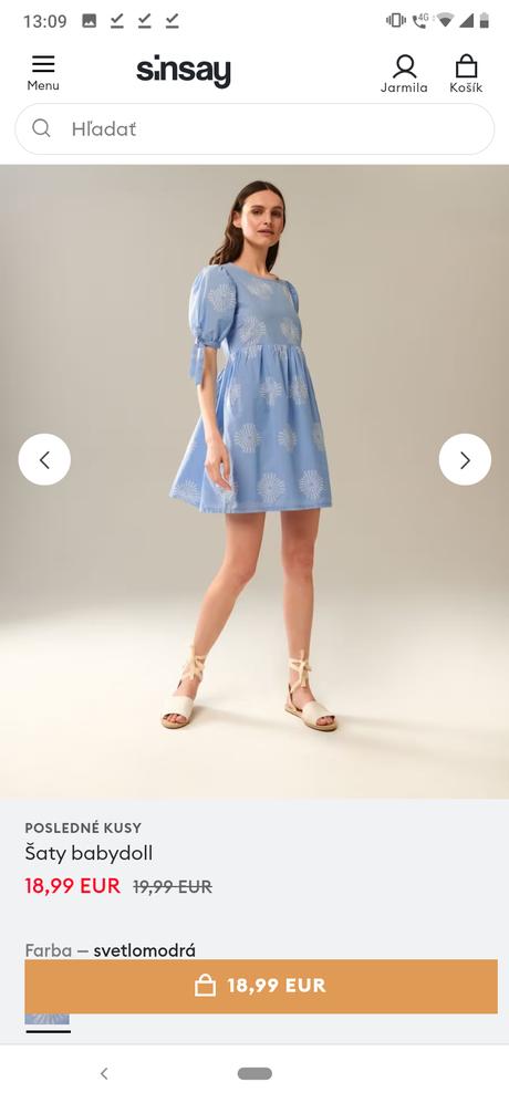 Belasé vyšívané babydoll šaty, sinsay,xs