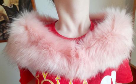 Nová ružová kožušinka cez plecia k šatám s odhalen, 