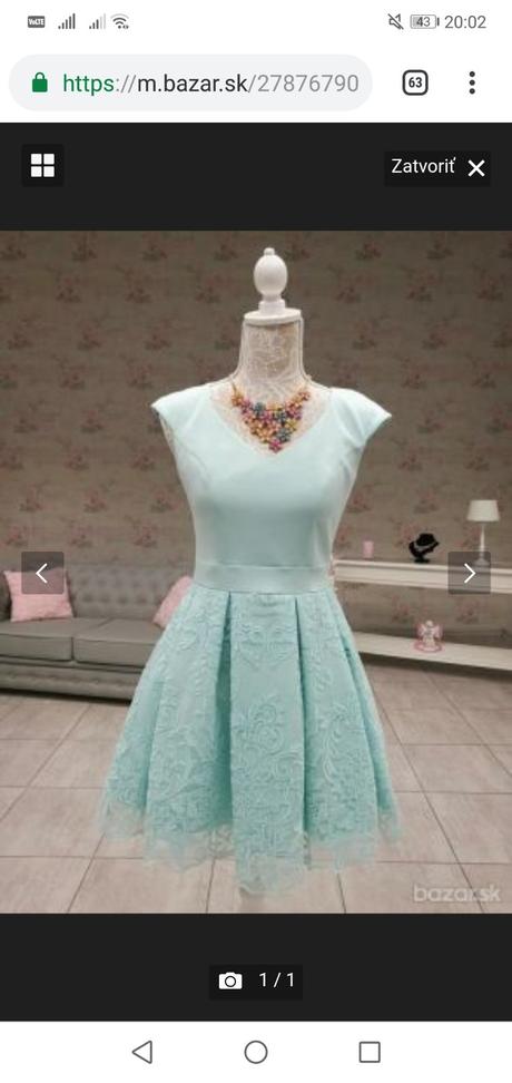Mentolové šaty s čipkou č. 40-42, 42