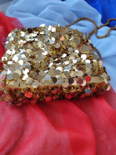 Zlatá flitrová mini kabelka, terranova