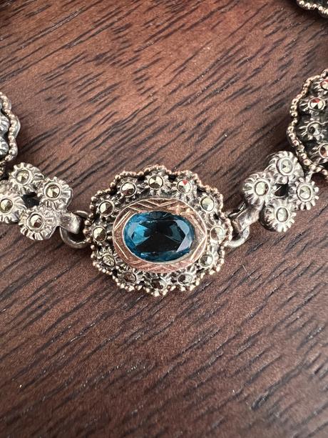 Starozitny naramok striebro a 18k zlato, 