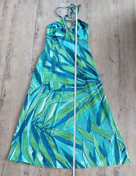 Modrozelené dlhé letné šaty, h&m,s