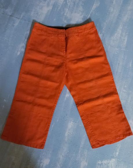 Ľanové 3/4 nohavice korálovej farby, marks & spencer,xl