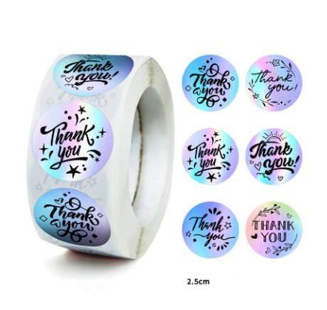 Nálepky thank you rôzne druhy, 