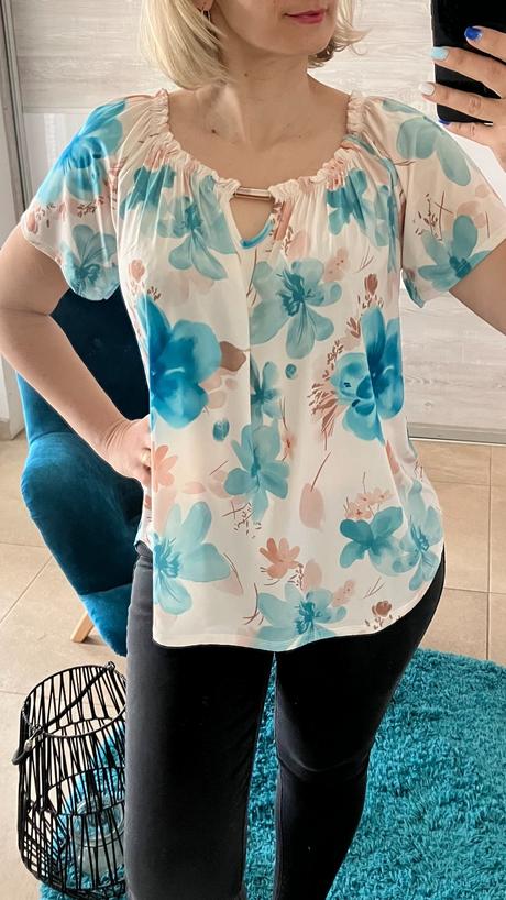 Kvetovaná blúzka so spadnutými ramenami, l / m / s / xl