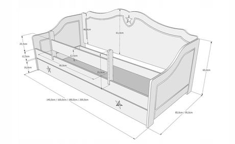 Detská posteľ hviezda,rôzne veľkosti,farby, šírka (cm): 80,dĺžka (cm): 160