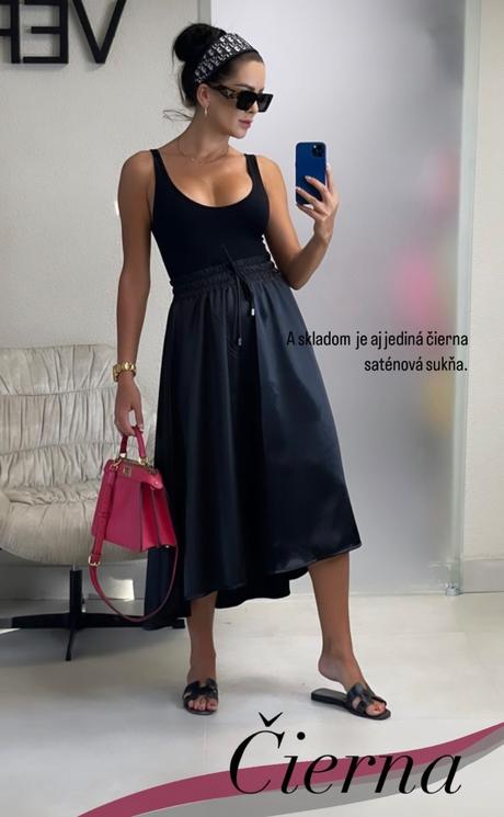 Saténová sukňa čierna, 