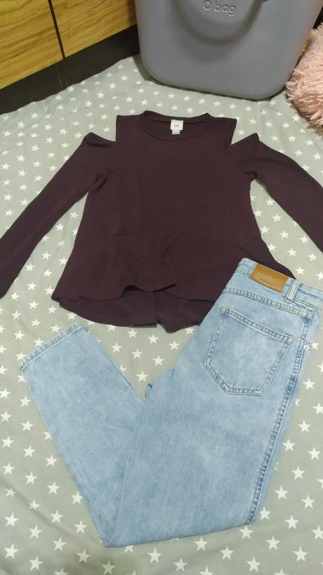 Potrhané rifle reserved + tričko river island, reserved,140