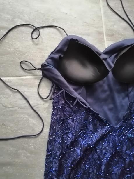 Luxus vyšívané modré šaty petrakocianova, v38-40, 40