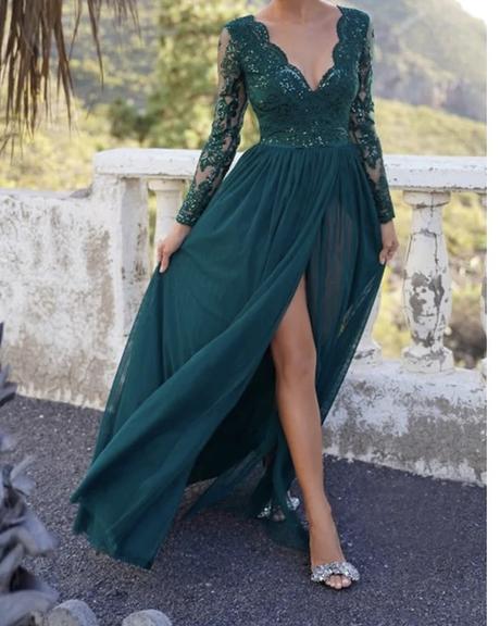 Zelené spoločenské šaty, s