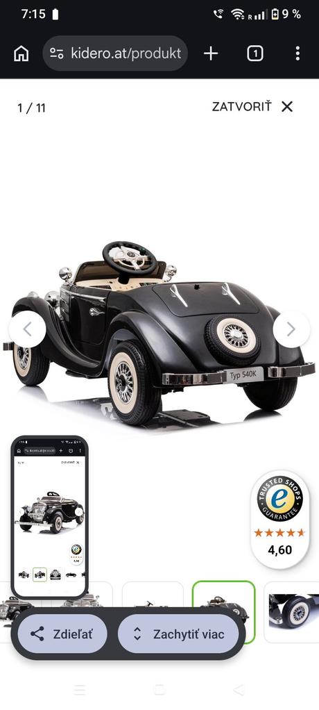 Predám elektrické auto mercedes benz 540k, 