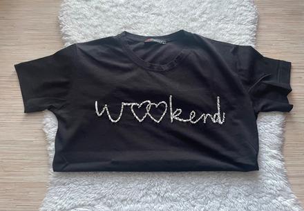 Basic cierne tricko s kamienkami, s