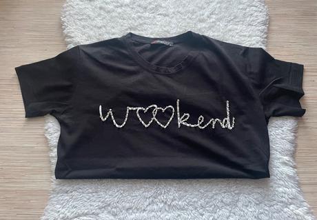 Basic cierne tricko s kamienkami, s