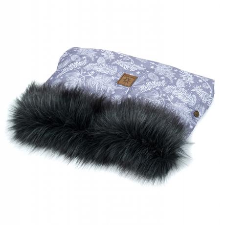 Zimný fusak lux sivý/šišky+rukávniky s teplým flis, 