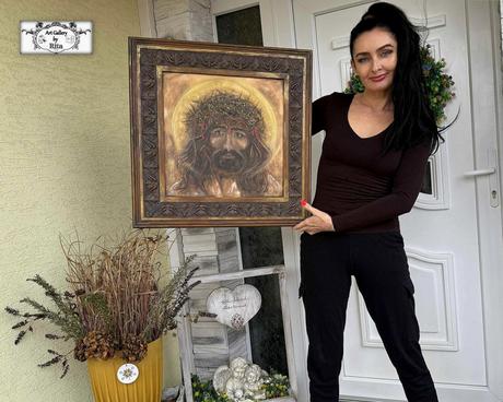 Maľba v ráme "ježiš",