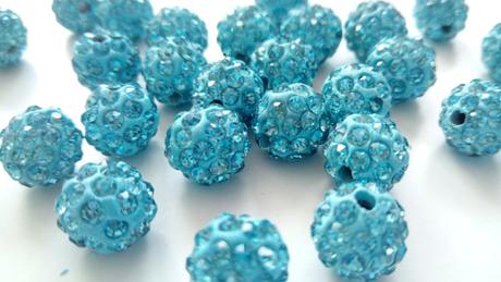 Korálky shamballa - blue zircon 10 mm, 