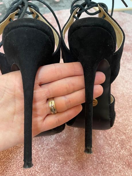 Čierne vysoké ihličkové sandálky, 37