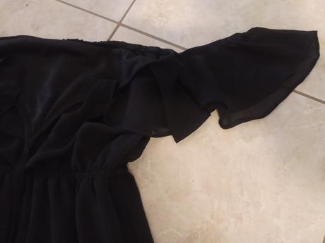 Šaty čierne dlhé s volánmi, s