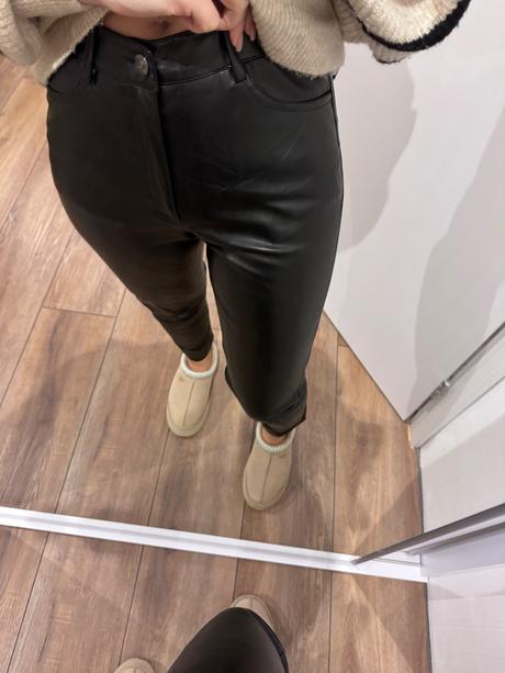 Kožené nohavice zateplené, s