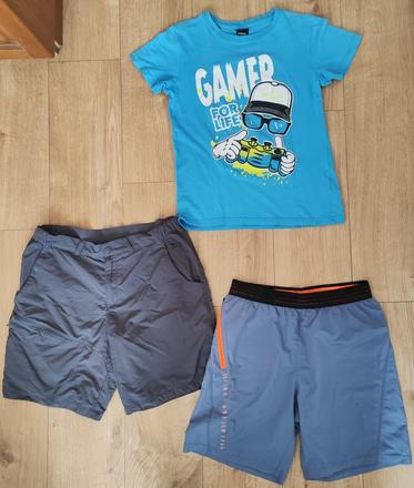 2x kraťasy a tričko na 10-12 rokov, decathlon,152