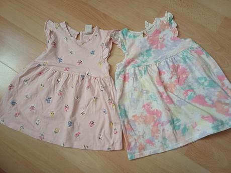 2x nové bavlnené šaty v.74/ 6-9mesiacov, h&m,74