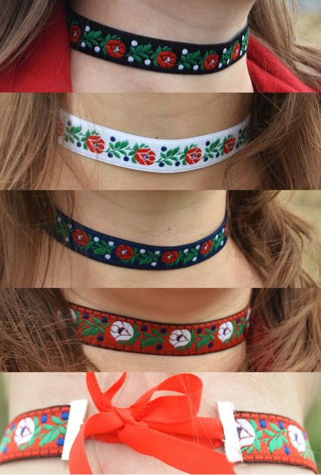 Folklórny, ľudový náhrdelník , chocker, folk, 