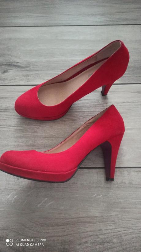 Červené semišové lodičky 37, graceland,37