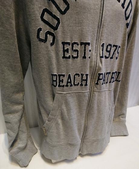 Pánska sivá mikina s kapucňou, nápisy, south shore, m