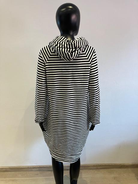Dámske pásikavé šaty s kapucňou zimné (uni), l / m / xl / xxl