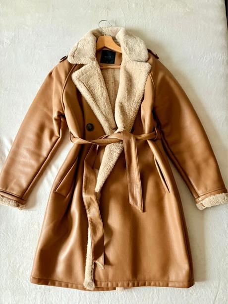 Koženkový kabát s kožušinou, mohito,32