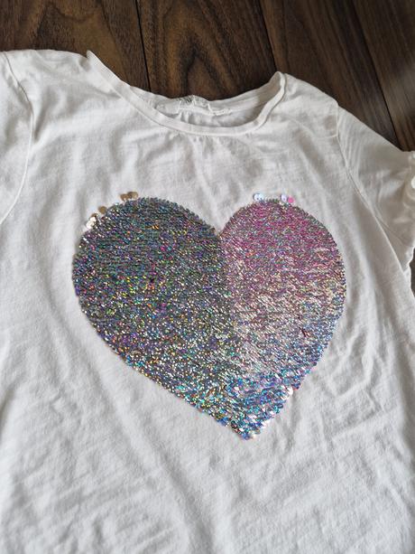 Tričko hm meniace srdiečko 6-8, h&m,128