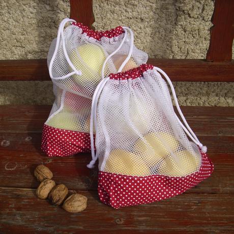 Nákupné vrecká ovocie a zeleninu bordové sada 2 ks,