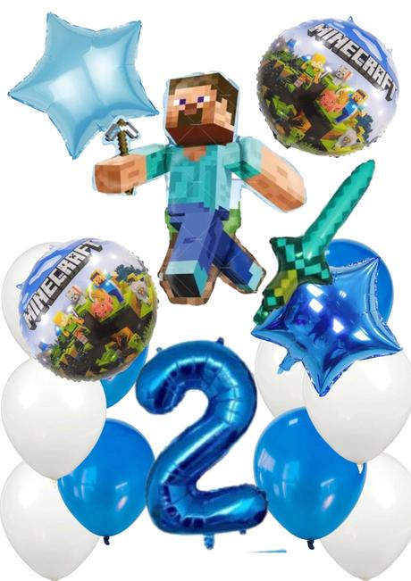 Balóny minecraft- steve 85cm aj meč- až 15/16/17ks,
