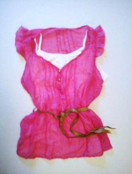 Talianska ruzova bluzka s opaskom + tielko vel.uni, s