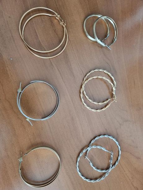 6 párov kruhových náušníc bižutéria, 