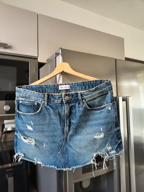 Zara riflová mini sukňa xl, zara,xl