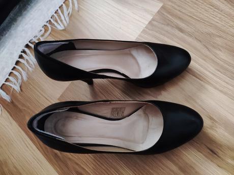 Čierne kožené lodičky, 37