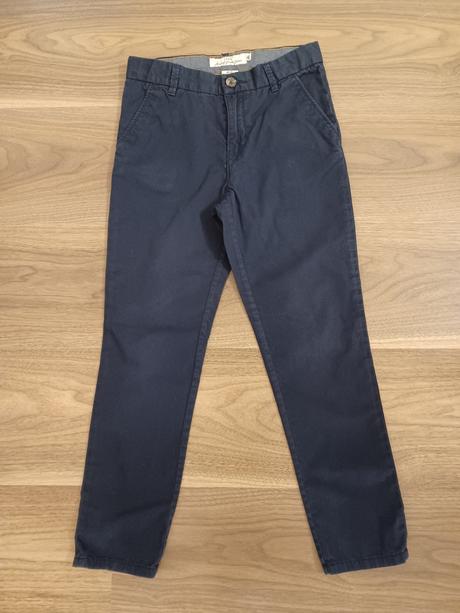 Tmavomodré elegantné nohavice 128 pekná sýta farba, h&m,128