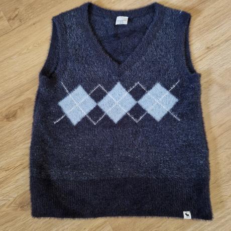 Tmavomodrá károvaná vesta z hrejivej pleteniny, abercrombie&fitch,s