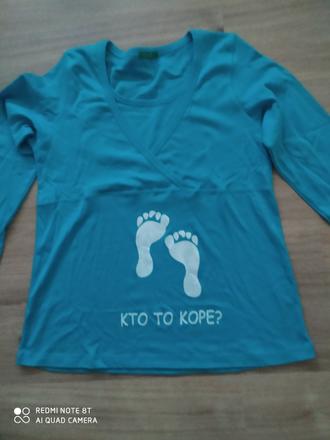 Modré tehotenské tričko s dlhým rukávom, l