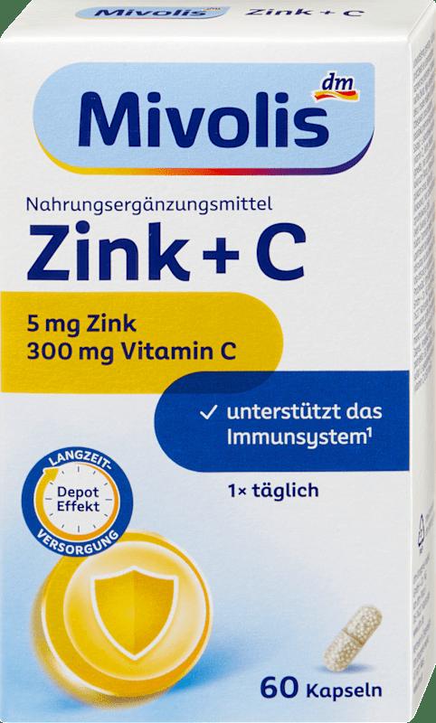 Mivolis Kapsuly Zinok + vitamín C Depot, 60 ks