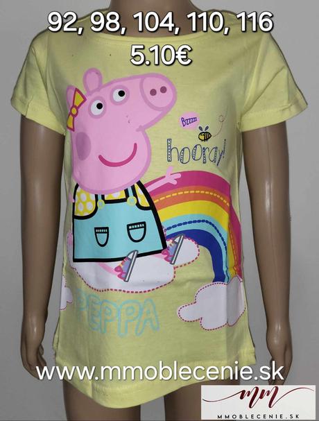 Tričko peppa pig, disney,92 / 98 / 104 / 110 / 116