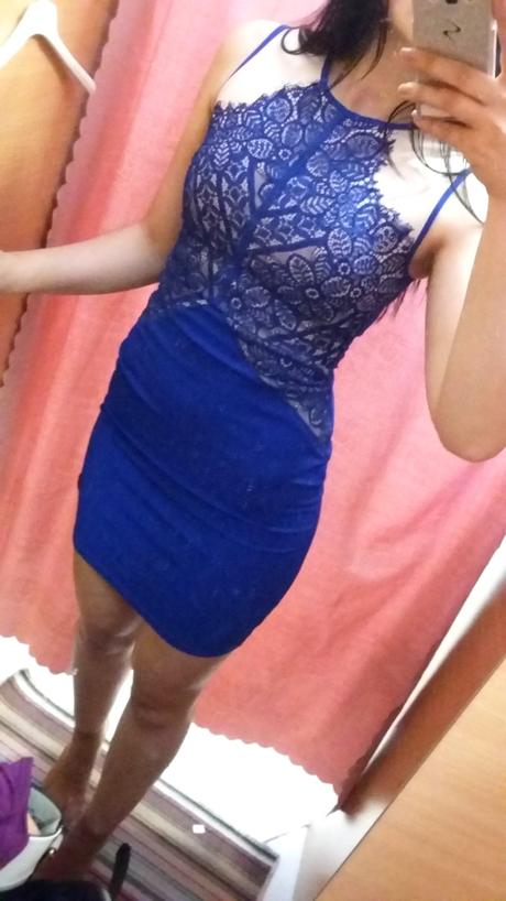 Kráľovské modré spoločenské šaty, s