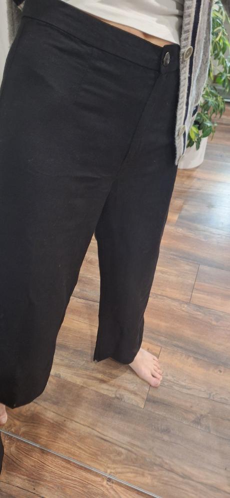 Ľanové čierne šioké nohavice h&m vel 36, h&m,36