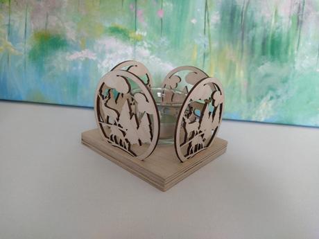 Originálny drevený svietnik, 